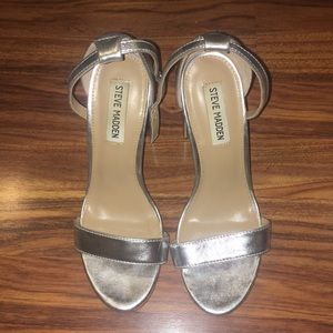 Silver block heels